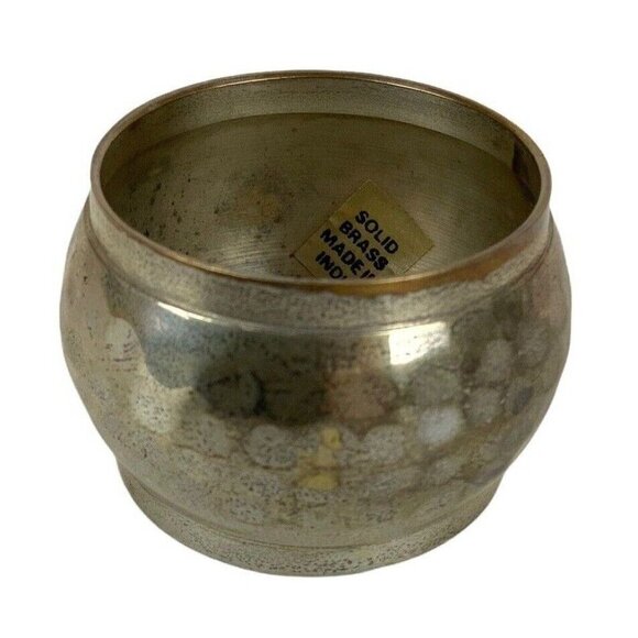 Hammered Silvertone Brass Napkin Rings Set Of 10 With Patina Finish Made In Indi - Picture 6 of 7